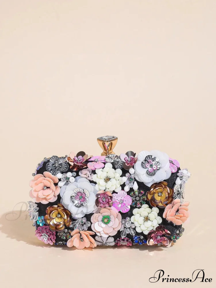 Stylish Flowered Beaded Clutch Evening Bag Wedding Purse clutchbag-250126