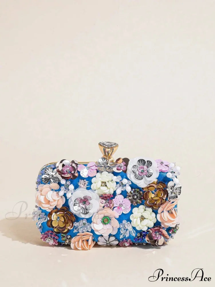 Stylish Flowered Beaded Clutch Evening Bag Wedding Purse clutchbag-250126