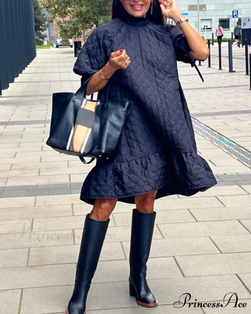 Stylish flowy dress Navy Blue / S