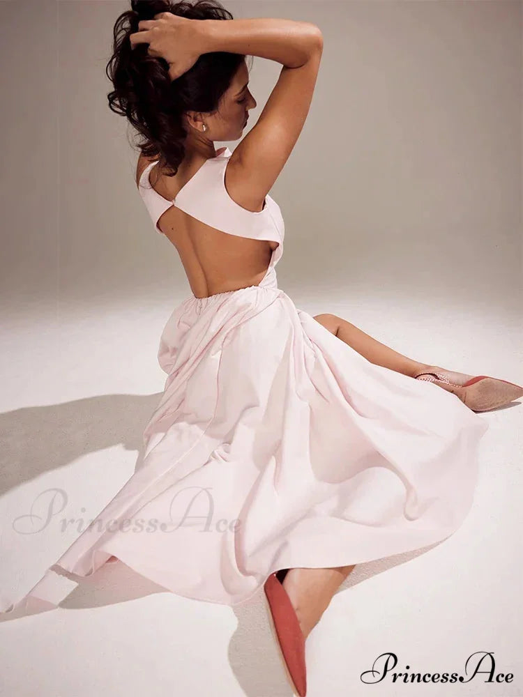 Stylish Folded A-line Holiday Dress vacationdress-250223