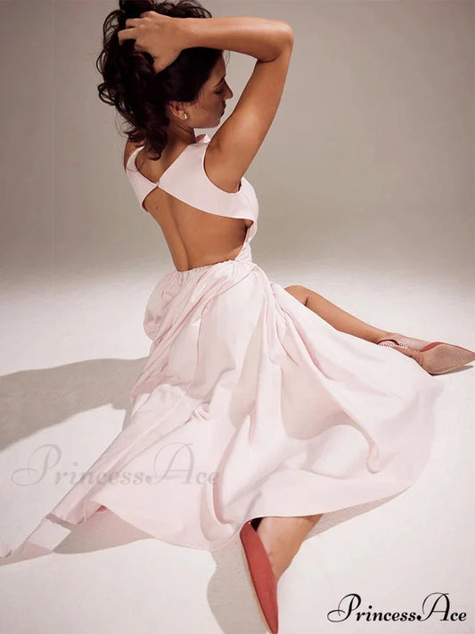 Stylish Folded A-line Holiday Dress vacationdress-250223