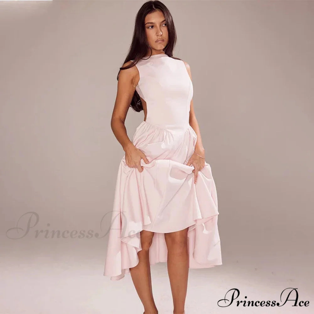 Stylish Folded A-line Holiday Dress vacationdress-250223