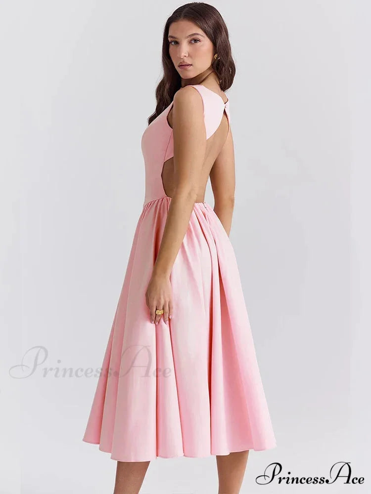 Stylish Folded A-line Holiday Dress vacationdress-250223