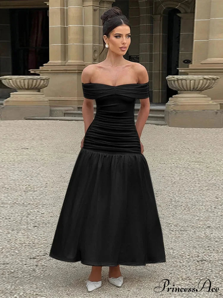 Stylish Folded A-line Maxi Holiday Dress vacationdress-250223