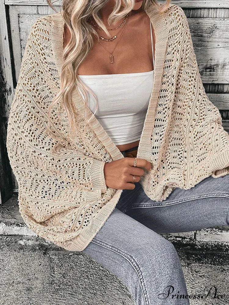 Stylish Front Open Batwing Sleeve Relaxed Knit Cardigan cardiagn-250126