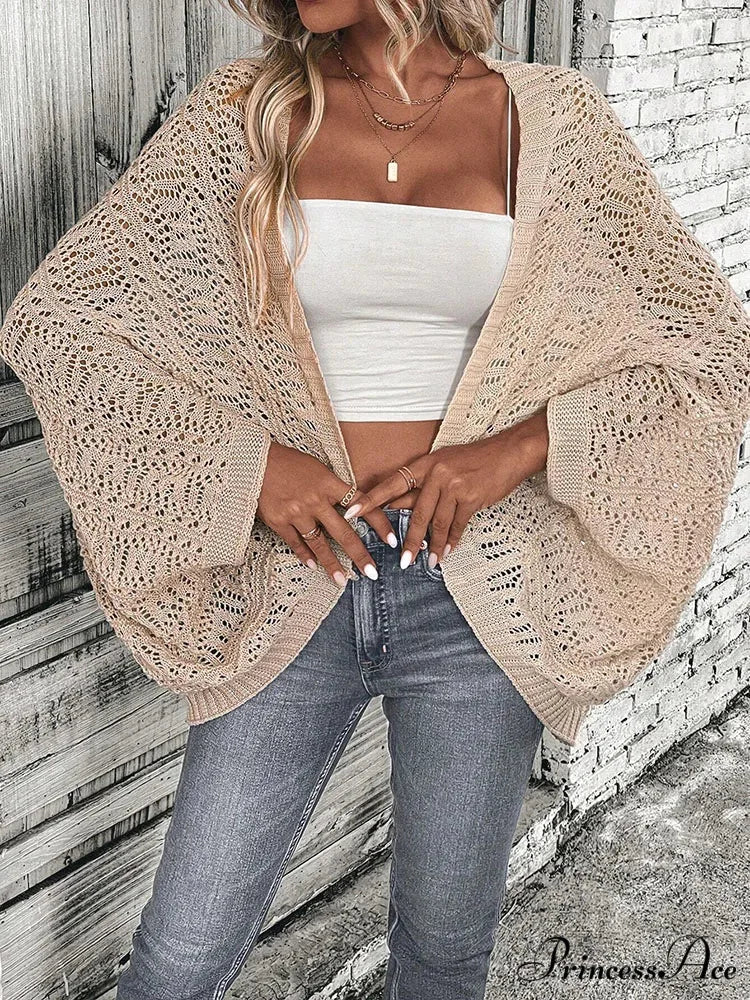 Stylish Front Open Batwing Sleeve Relaxed Knit Cardigan cardiagn-250126
