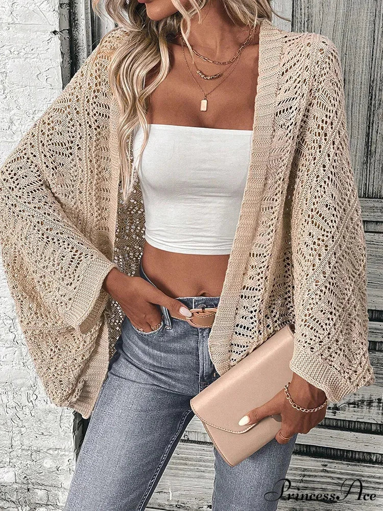 Stylish Front Open Batwing Sleeve Relaxed Knit Cardigan cardiagn-250126