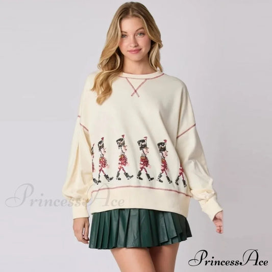Stylish Glitter Patchwork Vintage Harajuku Long Sleeve Christmas Hoodie Christmas Hoodies-L
