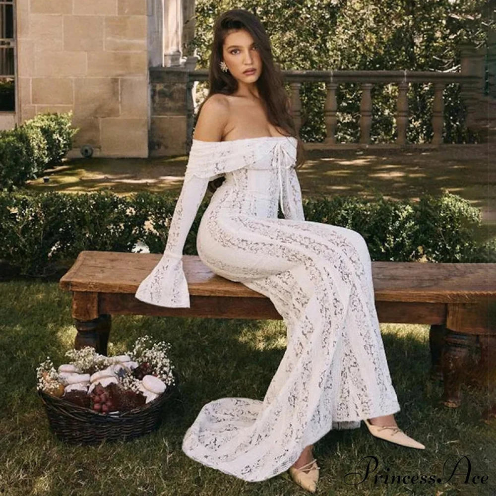 Stylish Ivory Lace Holiday Dress vacationdress-250223