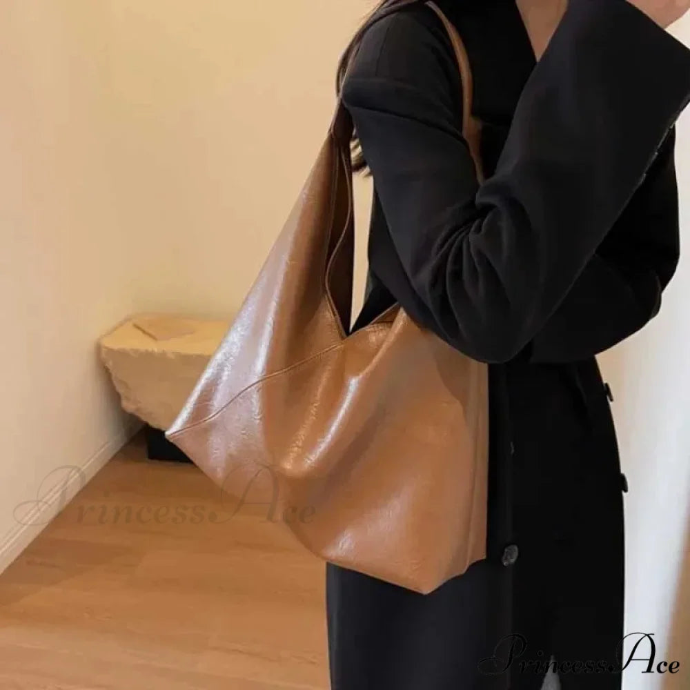 Stylish Leather Large Hobo Shoulder Bag shoulder-250126