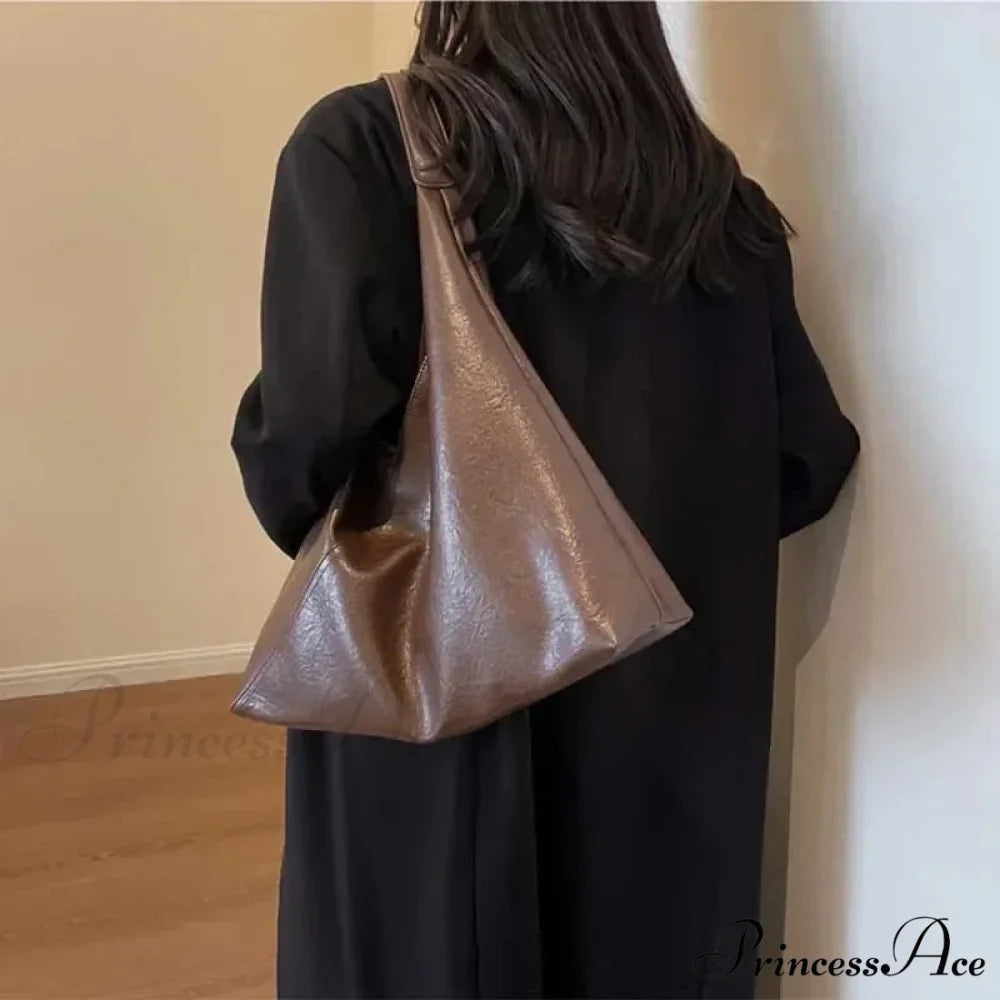 Stylish Leather Large Hobo Shoulder Bag shoulder-250126