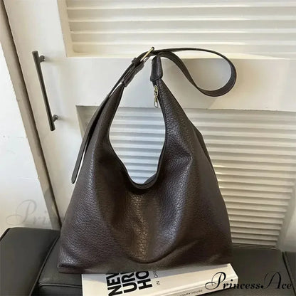 Stylish Leather Tote Shoulder Bag Coffee / 33cmx26cmx13cm shoulder-250126