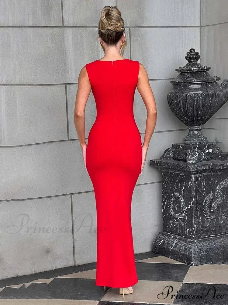 Stylish Long Lean Bodycon Holiday Dress vacationdress-250223