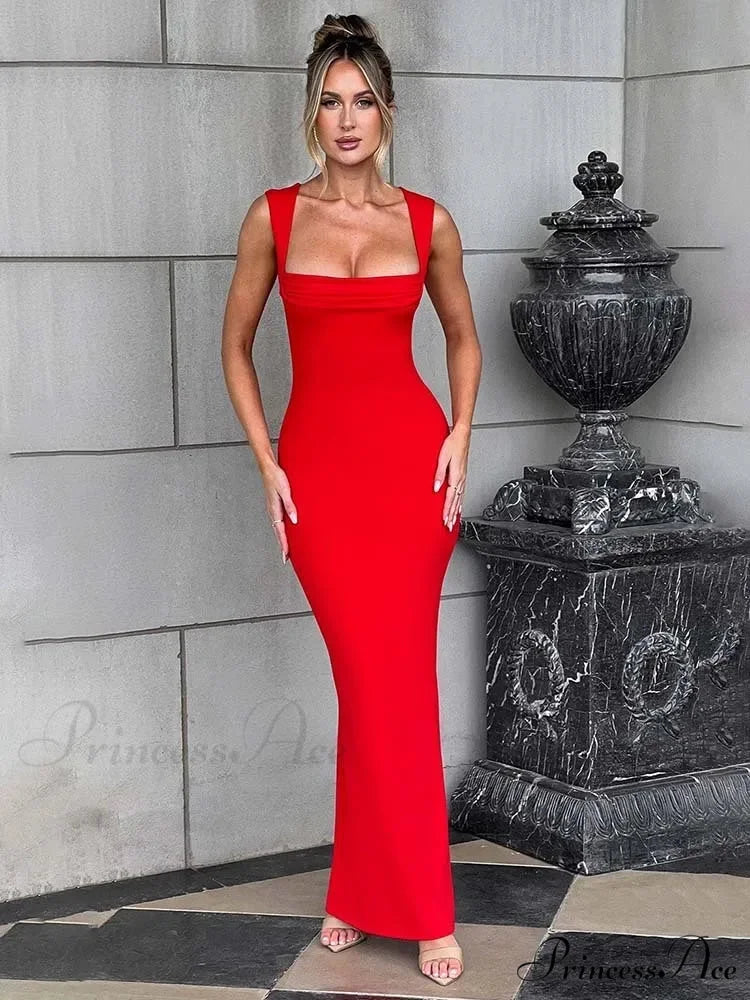 Stylish Long Lean Bodycon Holiday Dress vacationdress-250223