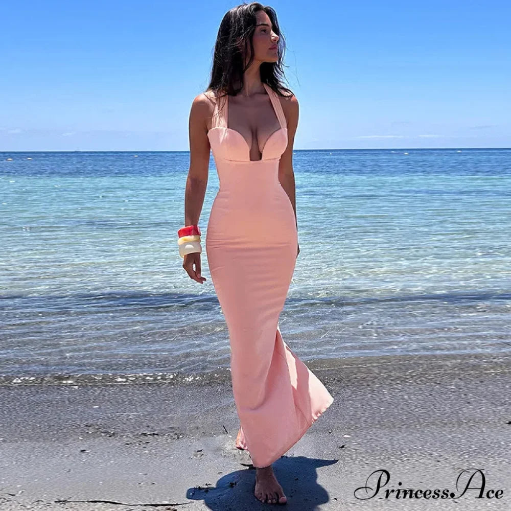 Stylish Long Lean Bodycon Holiday Dress vacationdress-250223