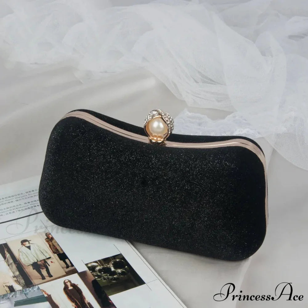 Stylish Night Clutch Fringe Chain Shoulder Bag Black / 20x5x11cm clutchbag-250126