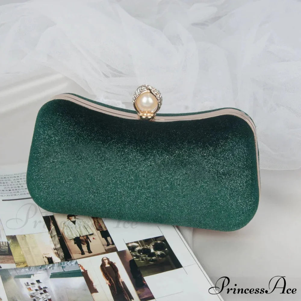Stylish Night Clutch Fringe Chain Shoulder Bag Green / 20x5x11cm clutchbag-250126