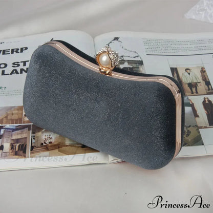 Stylish Night Clutch Fringe Chain Shoulder Bag Grey / 20x5x11cm clutchbag-250126