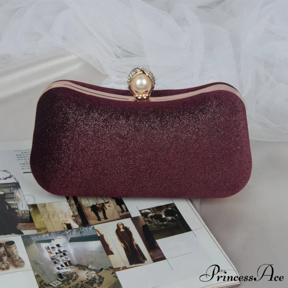 Stylish Night Clutch Fringe Chain Shoulder Bag Wine Red / 20x5x11cm clutchbag-250126