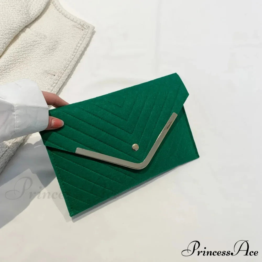Stylish Night Felt Envelope Clutch Wristlet Green wristlet-250126