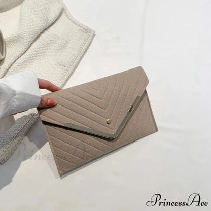Stylish Night Felt Envelope Clutch Wristlet Khaki wristlet-250126