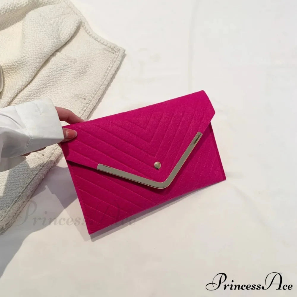 Stylish Night Felt Envelope Clutch Wristlet Red wristlet-250126