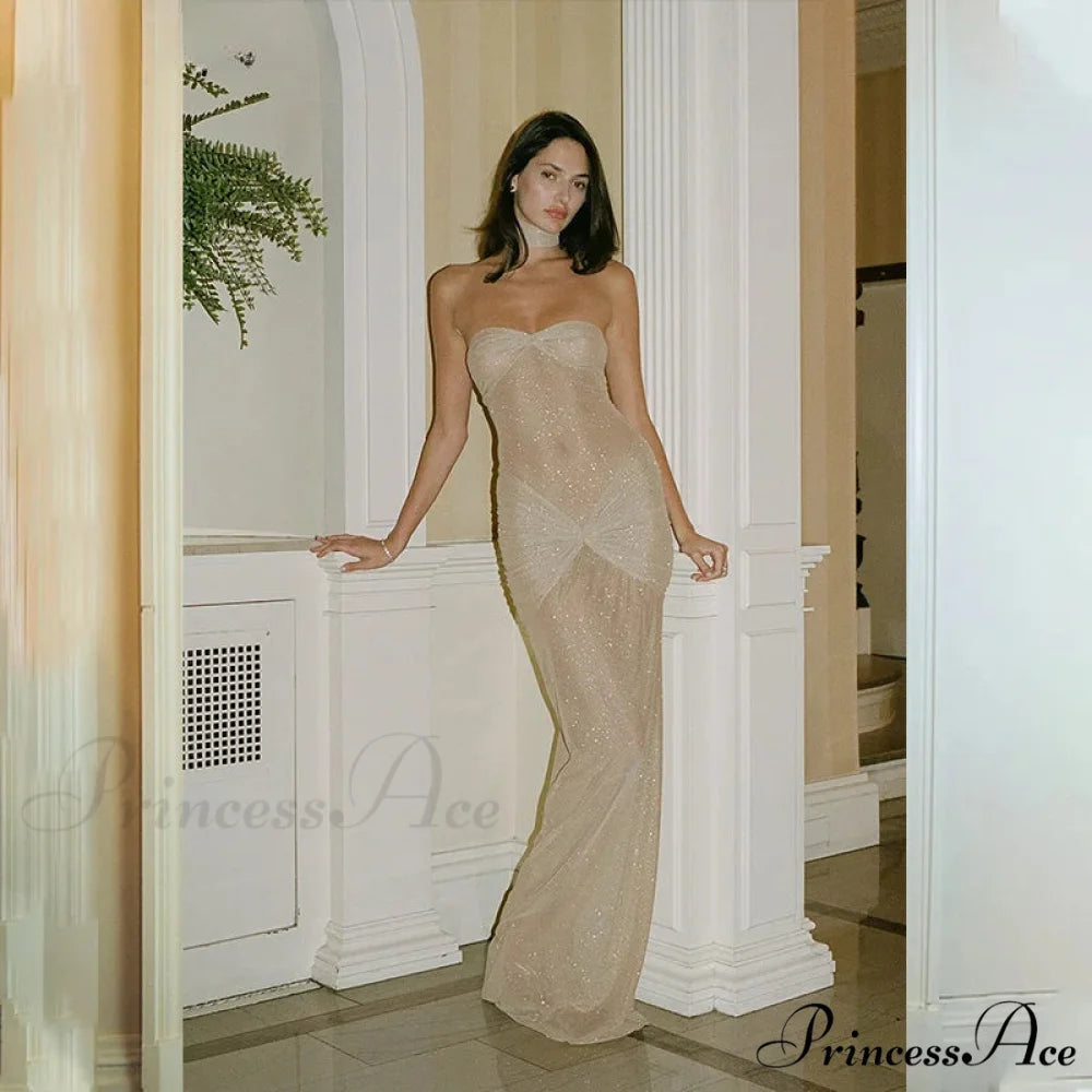 Stylish Off-The-Shoulder Sparkling Mermaid Maxi Dress