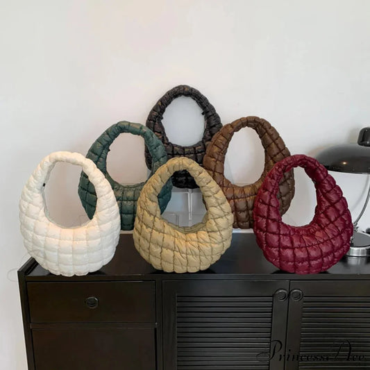 Stylish Quilted Puffer Fluffy Pleated Shoulder Handbag handbag-250126