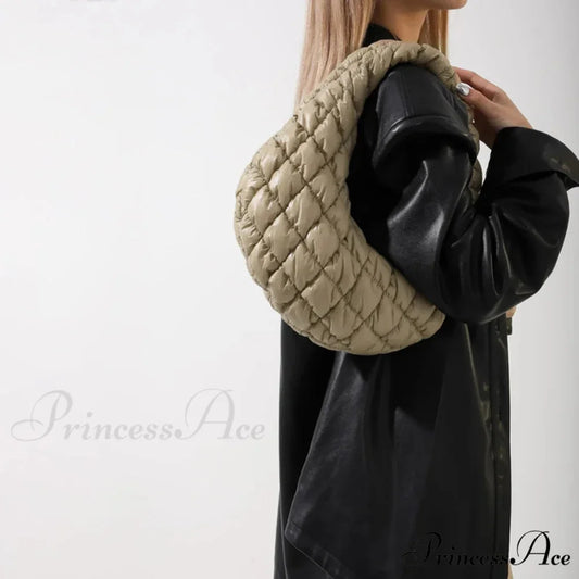 Stylish Quilted Puffer Fluffy Pleated Shoulder Handbag handbag-250126