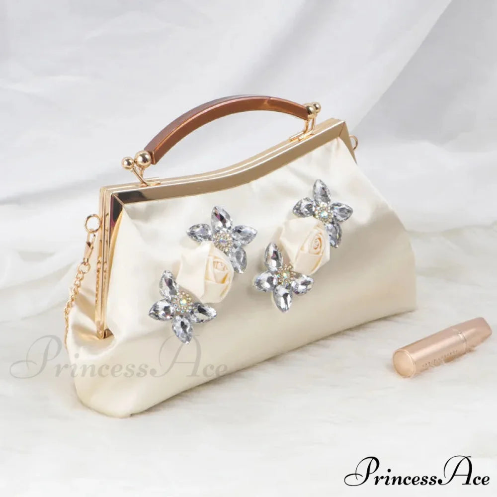 Stylish Rhinestone Evening Clutch Wristlet Beige wristlet-250126