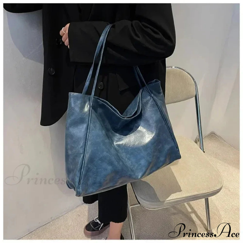 Stylish Ribbon Informal Shoulder Bag Blue shoulder-250126