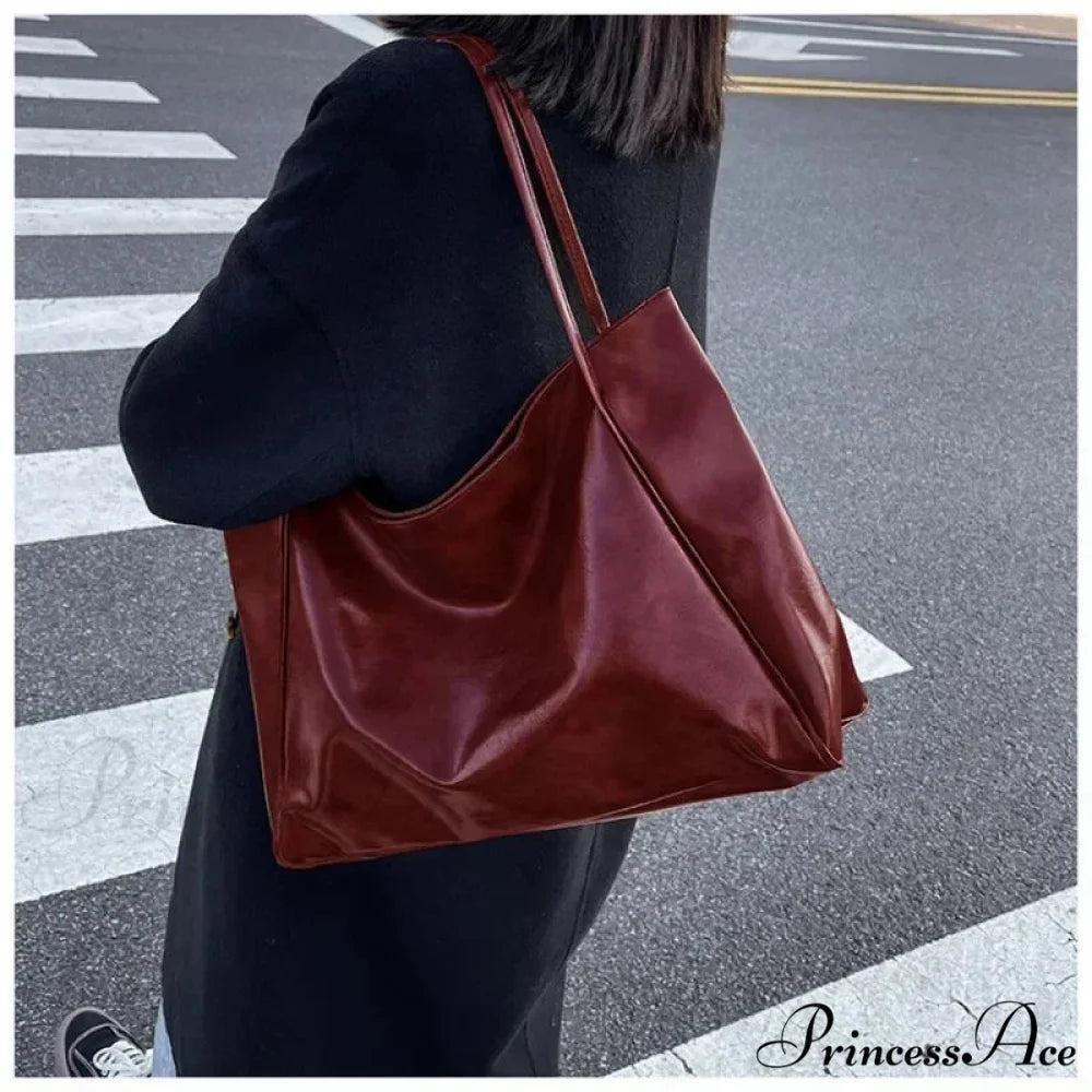 Stylish Ribbon Informal Shoulder Bag Wine Red shoulder-250126