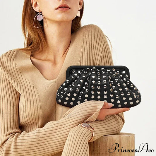Stylish Rivets Dark Clutch Wristlet wristlet-250126