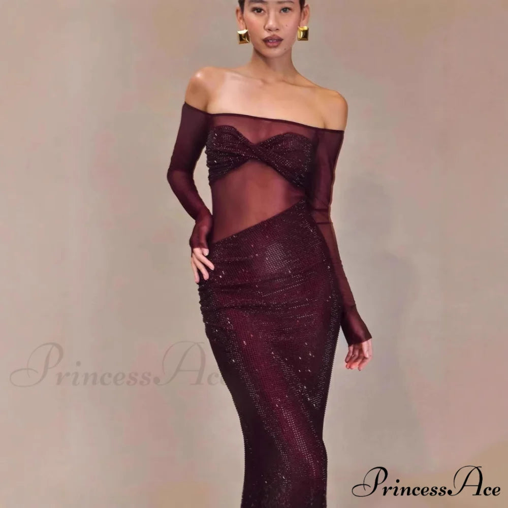 Stylish Single-Shoulder Sparkling Fitted Prom Gown promdress-250223