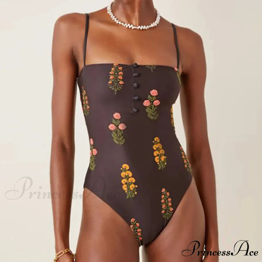 Stylish Slimming Square Neck Swimsuit One Piece Orange / S onepiece-250223