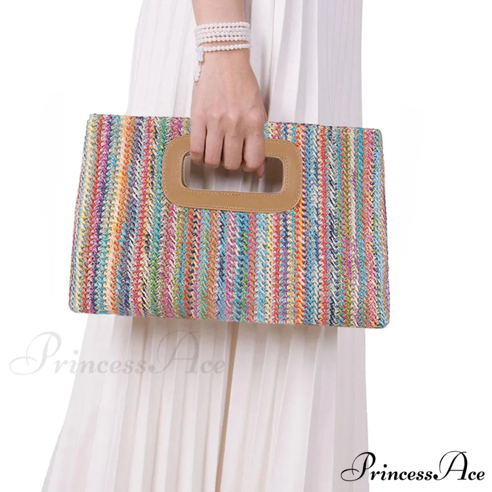 Stylish Straw Clutch Wristlet Multicolor wristlet-250126