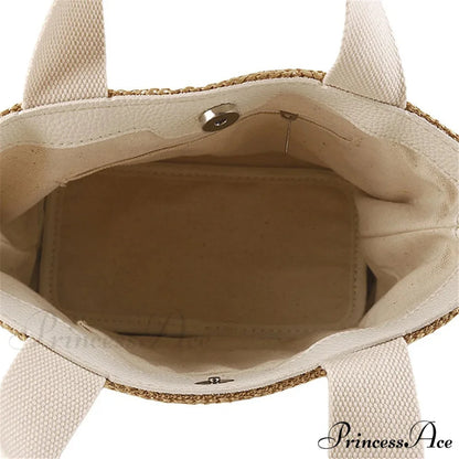 Stylish Straw Woven Beach Informal Top-Handle Shoulder Purse Beige handbag-250126