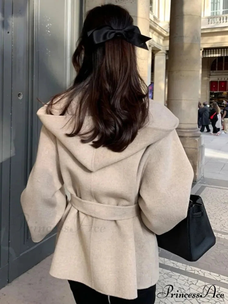 Stylish Tan Woolen Hooded Overcoat overcoats-241228