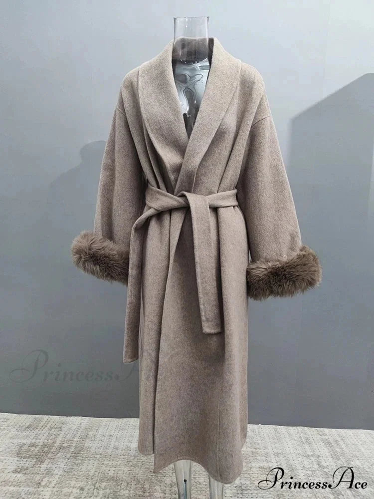 Stylish Tan Woolen Tops Overcoat brown / S overcoats-241228