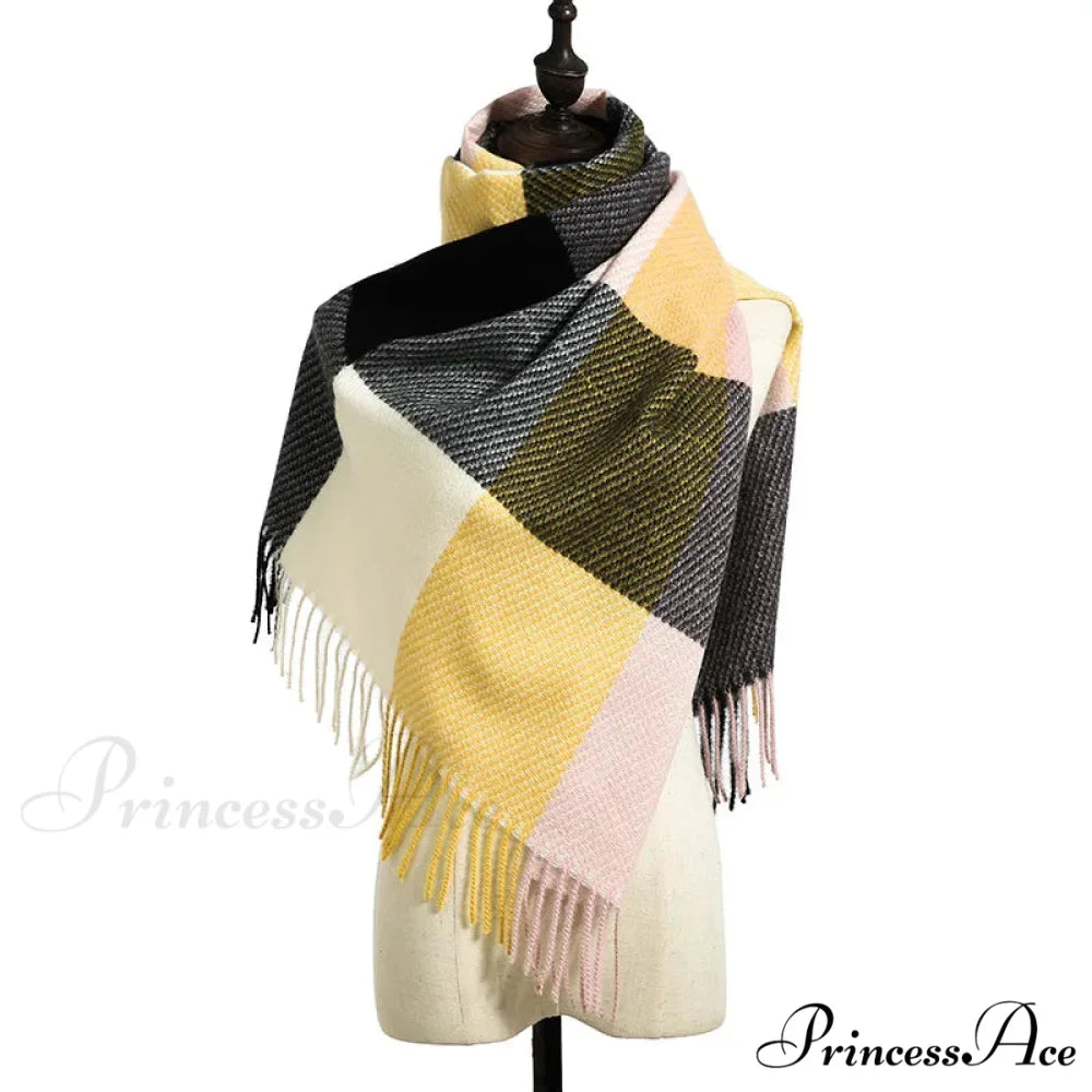 Stylish Tartan Cashmere Winter Scarf grey scarf-241228