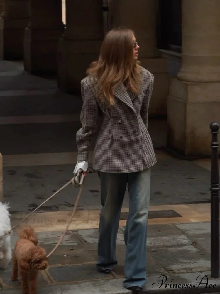 Stylish Tartan Printed Lapel Coat coats-241228