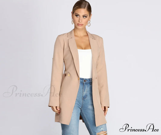 Stylish Trench Coat for Women TAUPE / S