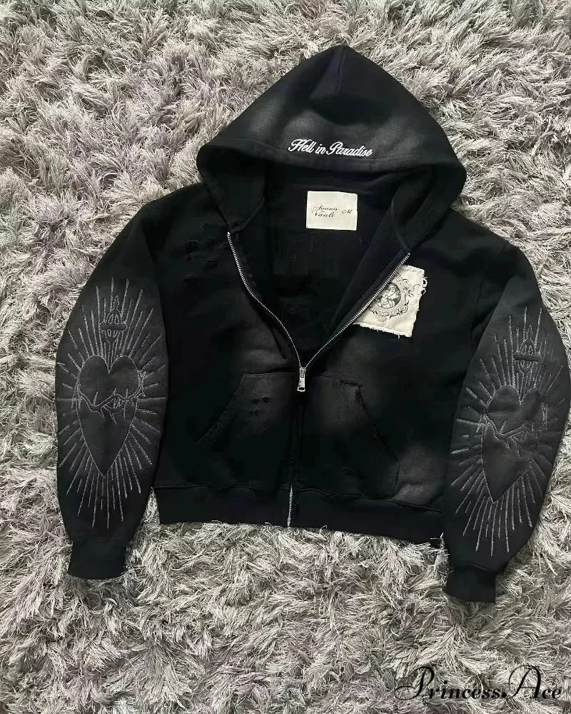 Stylish Trend Fleece Padded Zipper Hoodie black 4 / M hoodies-241228