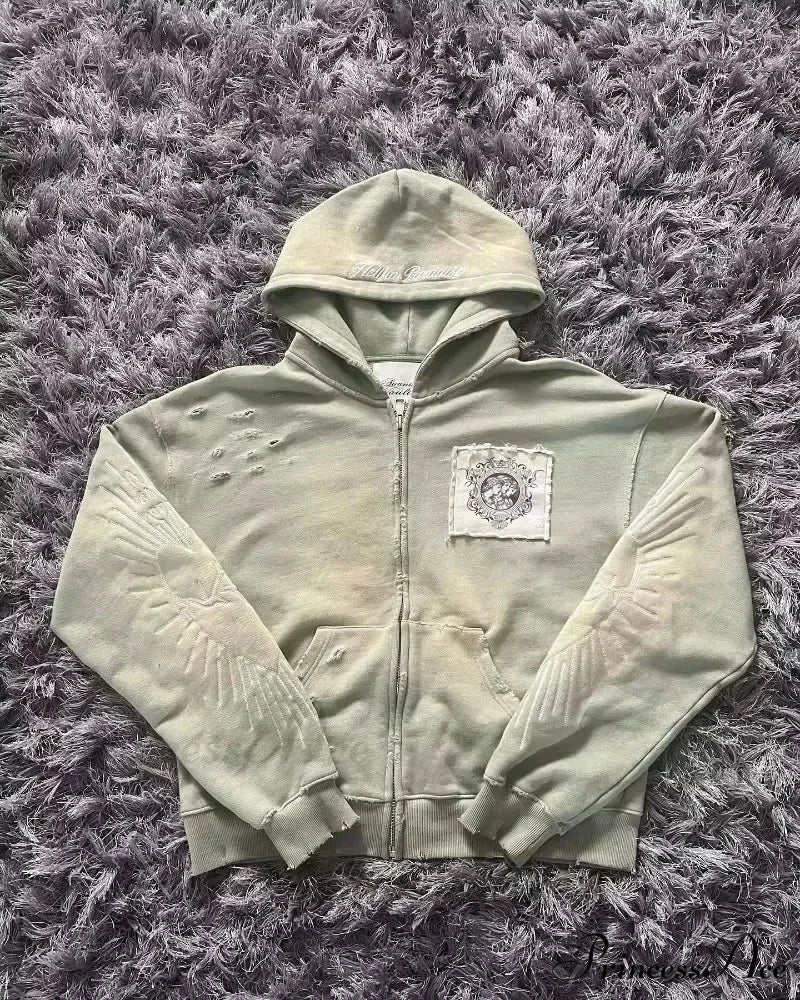 Stylish Trend Fleece Padded Zipper Hoodie grey 1 / M hoodies-241228