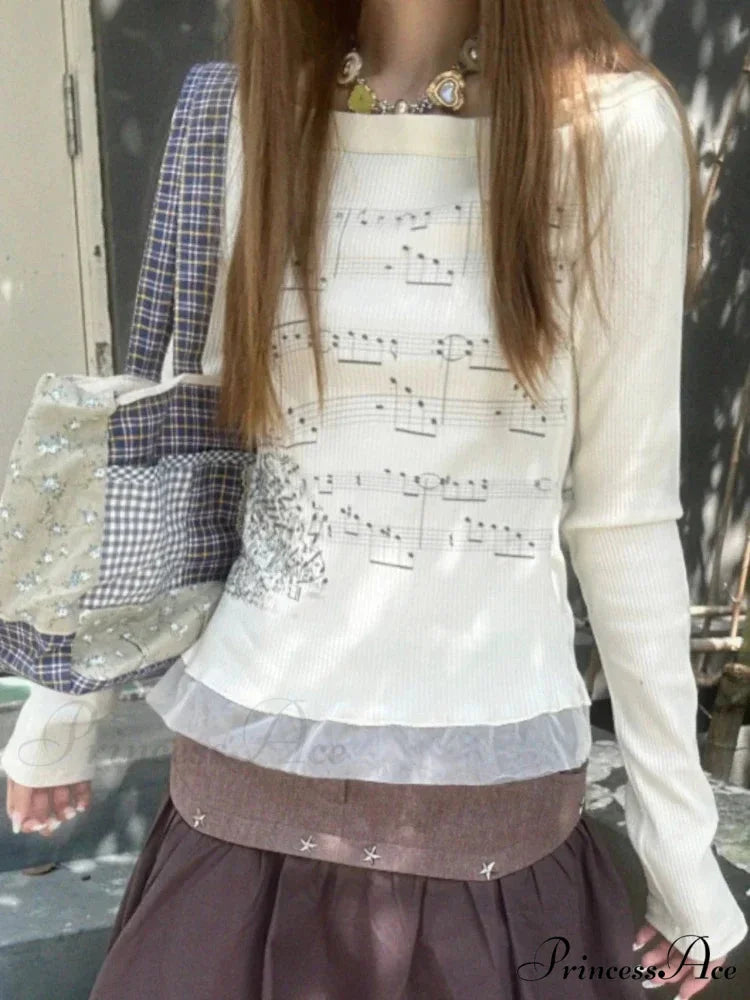 Stylish Trim Fit Versatile Grunge Lace Patch Knit Top knittop-250126