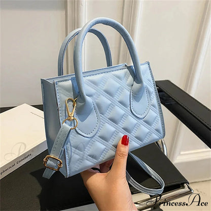 Stylish Vintage Faux Leather Petite Square Crossbody Purse Blue-17x13x7.5cm handbag-250126