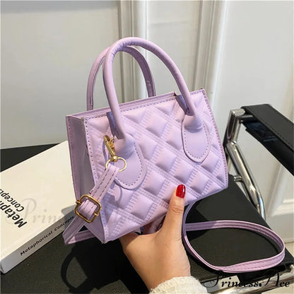 Stylish Vintage Faux Leather Petite Square Crossbody Purse Purple-17x13x7.5cm handbag-250126