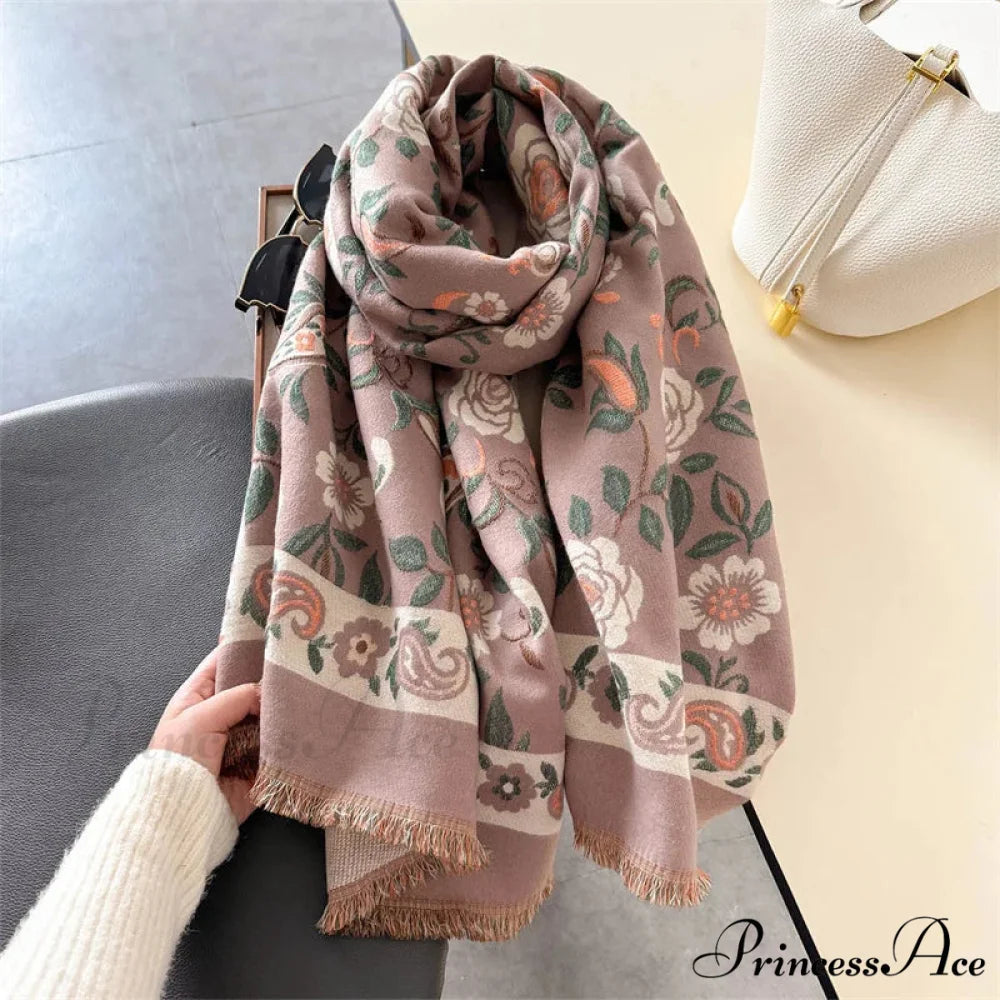 Stylish Winter Cashmere Pashmina Scarf coffee scarf-241228