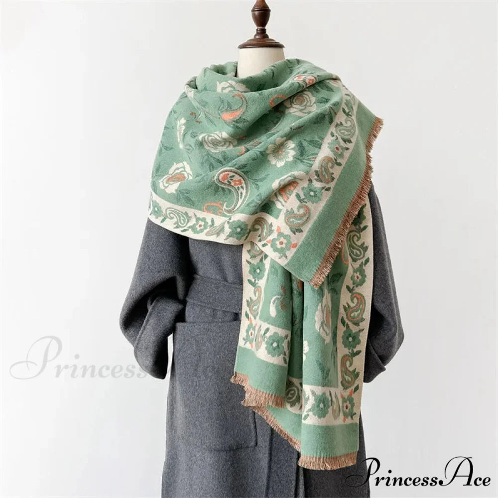 Stylish Winter Cashmere Pashmina Scarf green scarf-241228