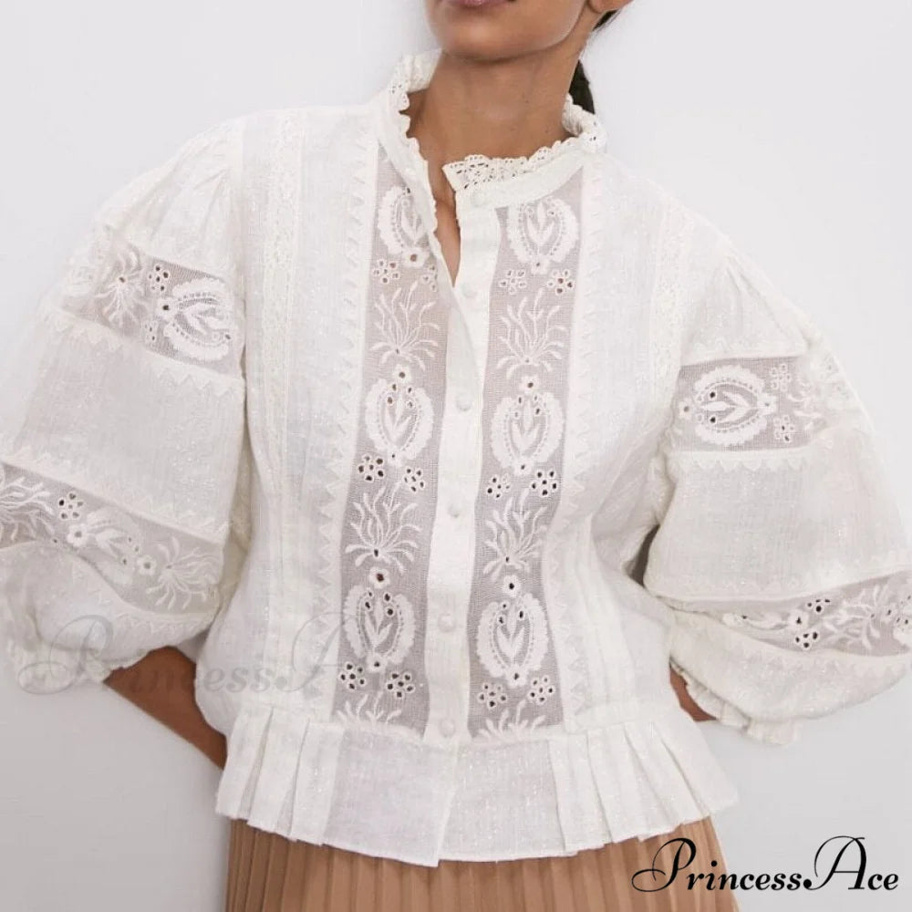 Stylish Women Blouse Embroidery Shirt
